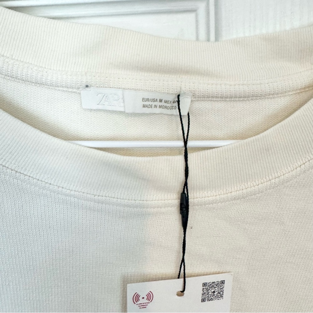 NWT ZARA TEXTURED SLOGAN SWEATSHIRT - MEDIUM - Picture 7 of 8